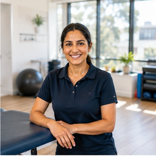 Allied health practitioner in a bright consultation room